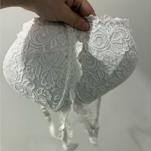 Smart & Sexy Push Up Bra 42C White Lace Padded Adjustable Strap Bow Underwire